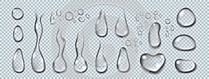 Drop water. Serum gel, oil droplet, collagen liquid jelly clear, cream hyaluron acid, transparent ball, surface moisture