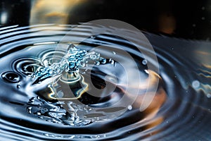 Drop of water splash blurred