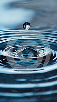 A Drop of Water Submerged in Clear Water Ripples, Abstract Nature Photography