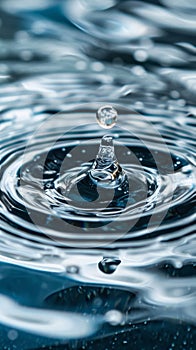 A Drop of Water Submerged in Clear Water Ripples, Abstract Nature Photography