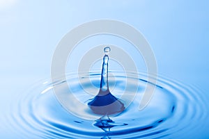 Drop of water. Water droplet falling impact with water surface. causing rings on water surface
