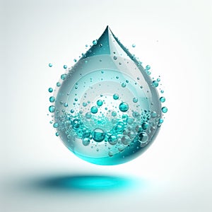 Drop of water on white background. Climate change and water scarcity. World Water Day. AI generated