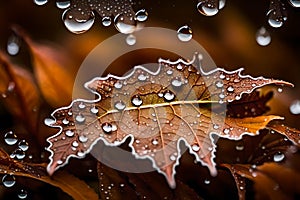 DROP OF WATER ON YELLOW LEAF GENERATED BY AI TOOL