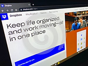 Dropbox web page on computer screen