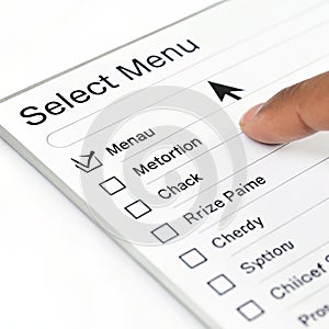 Dropdown menu isolated on white background