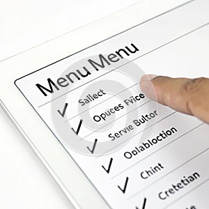 Dropdown menu isolated on white background