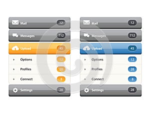 Dropdown menu. Website element. Web design UI element