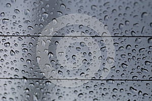 Droplets on the windshield.