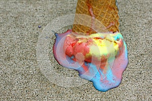 Dropped Rainbow Ice Cream Cone