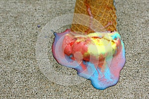 Dropped Rainbow Ice Cream Cone photo