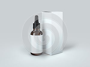 Dropper Bottle with box Mock-Up - Blank Label