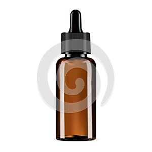 Dropper bottle, brown glass cosmetic eyedropper mockup