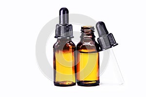 Dropper bottle with mandelic acid, acid used to control acne and face oiliness, with copy space and isolated white background