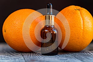 Dropper bottle of orange essential oil