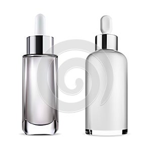 Dropper bottle. Transparent glass essential oil bottle