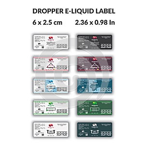 Dropper E-liquid bottle Label with many alternative design and flavour
