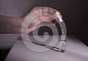 Dropper glass Bottle Mock-Up. Ð¡osmetic pipette on abstract background