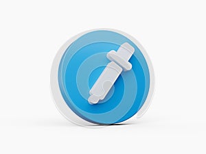 Dropper icon 3d isometric isolated on white background. Blue Round shape Web Design Graphic. Notification Icon 3d illustration