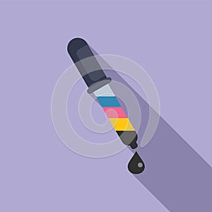Dropper ink icon flat vector. Cartridge eco colored
