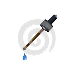 Dropper pipette healthy tube liquid. Vector illustration medical pipette, eyedropper.