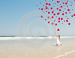 Dropping ballons in the sky photo