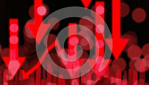 Dropping down of the cryptocurrencies. Visualization of bearish sezon in the stock market. Generative AI