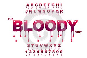 Drops art. Bloody art. Jam art. Vector of modern bold font and alphabet.