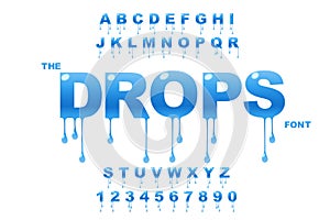 Drops art. Water drop.Vector of modern bold font and alphabet.