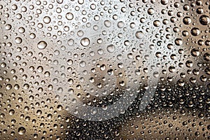 Drops background. Wet water on glass. Rain pattern texture.