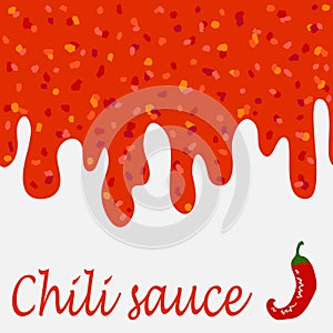 Drops of chili sauce. Vector seamless banner. Wrapping of packages