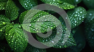 drops of clean water on lush green leaves, symbolizing life and renewal, concept World Water Day, banner