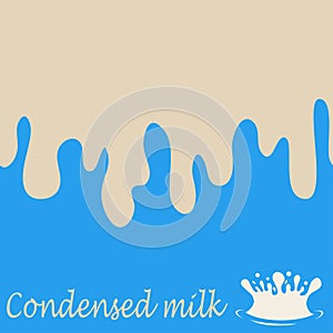 Drops of condensed milk. Vector seamless banner. Wrapping of pac