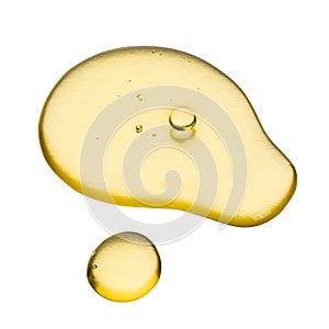 Drops of cosmetic gel or oil. Healing serum isolated on white. Path saved.