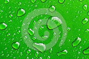Drops on green background.