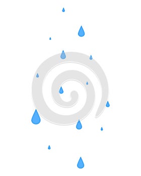 Drops. Liquid water drips from top to bottom. Blue raindrops fall from the sky. The heavens cry pure tears.