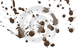 Drops of mud sprayed
