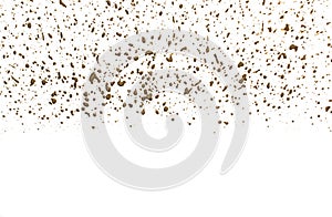 Drops of mud sprayed a white background
