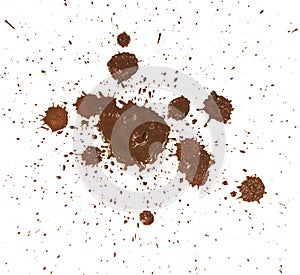 Drops of mud sprayed