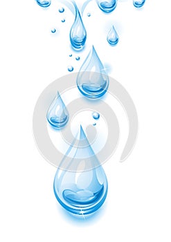 Drops of pure, transparent water.