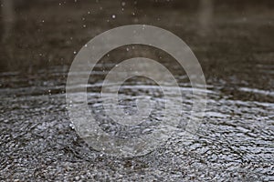 Drops Of Rain Drizzle on the glass windshield