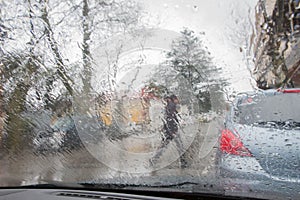 Drops Of Rain On Glass Background. Rain drops on window