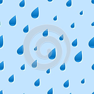Drops seamless pattern on blue background. Vector colorful texture. Weather forecast concept. World Earth day icon. Summer season