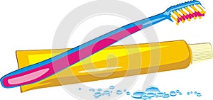 Drops, tooth brush and paste