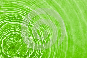 drops on water with circles on a green background