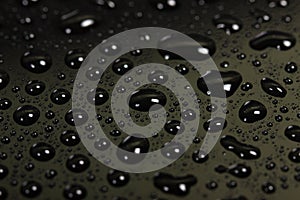 Drops of water on a dark background.