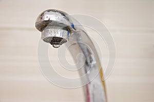 Drops of water falling down from the crane