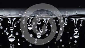 drops of water flowing down on a black background