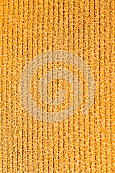 Drops of water on orange plastic as background