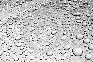 Drops of of water on silver