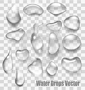 Drops of water on a transparent background.